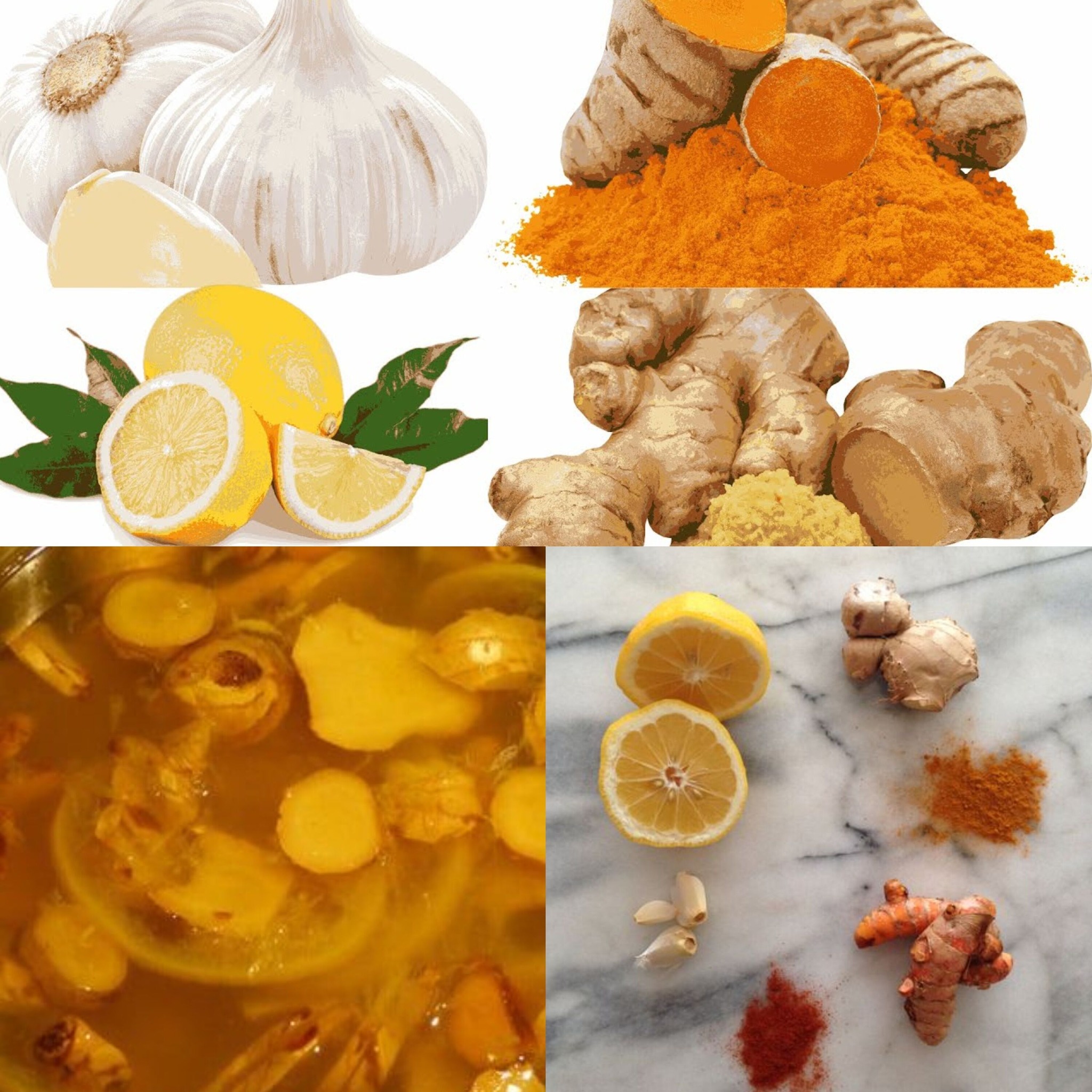 Health Benefits of Ginger, Garlic, Turmeric, and Lemon
